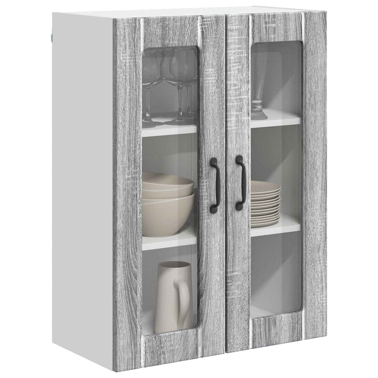 Mobile in vetro da parete LUCCA Grigio Sonoma 60 x 31 x 80 cm