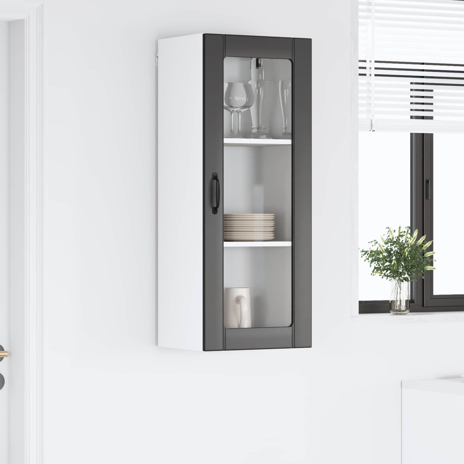 Mobile in vetro da parete LUCCA Nero 40 x 31 x 100 cm | homemem39