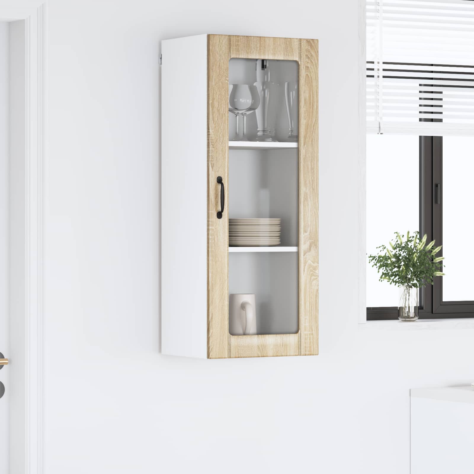 Mobile in vetro da parete LUCCA Rovere Sonoma 40 x 31 x 100 cm | homemem39