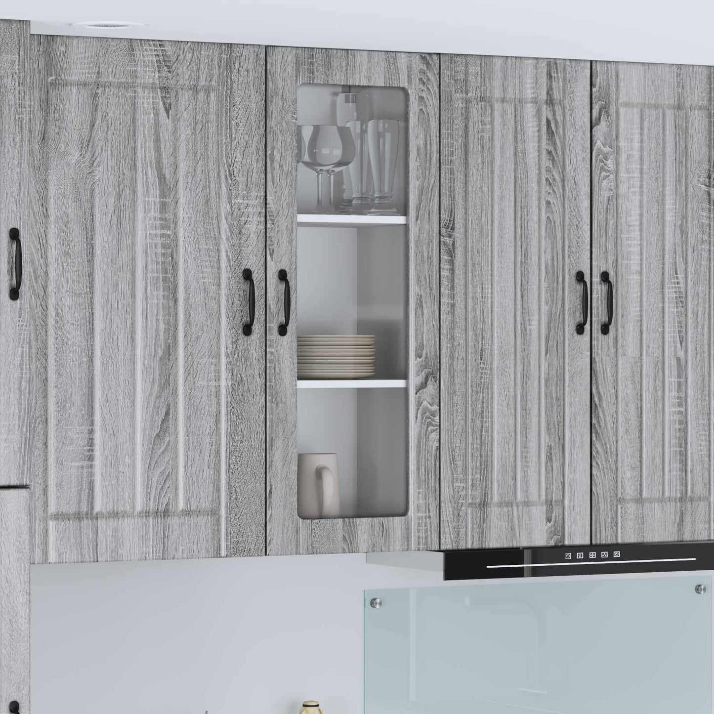 Mobile in vetro da parete LUCCA Grigio Sonoma 40 x 31 x 100 cm | homemem39