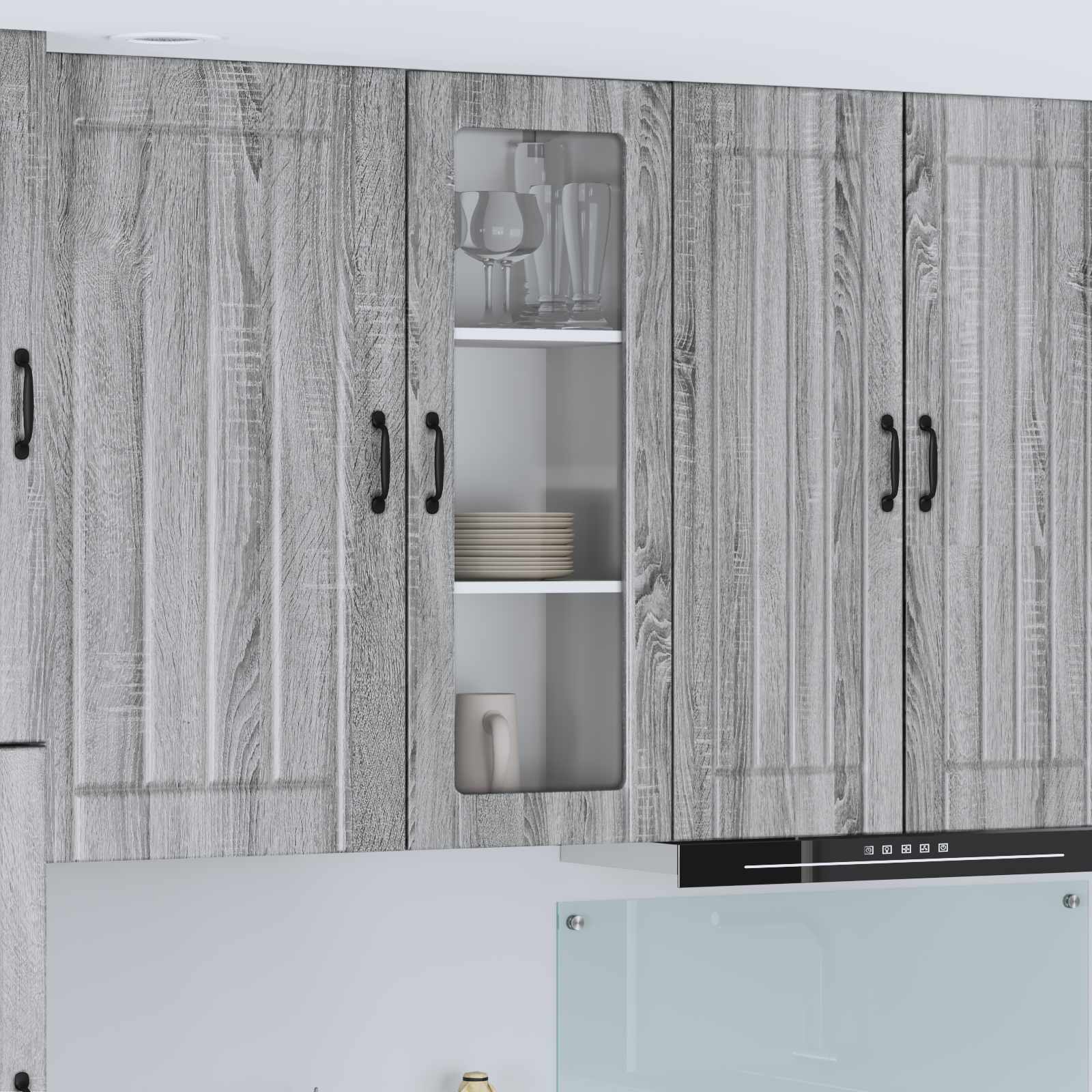 Mobile in vetro da parete LUCCA Grigio Sonoma 40 x 31 x 100 cm | homemem39