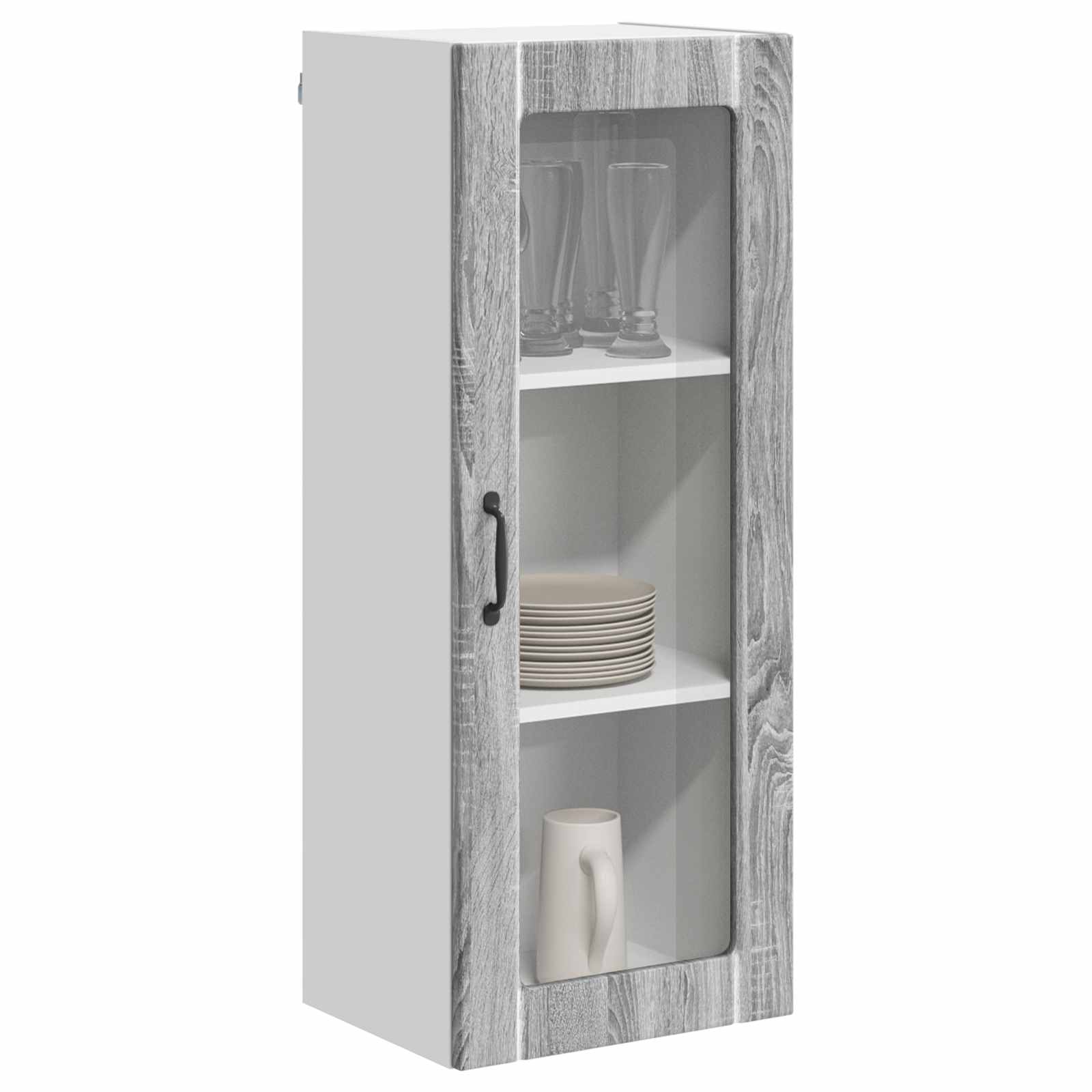 Mobile in vetro da parete LUCCA Grigio Sonoma 40 x 31 x 100 cm | homemem39