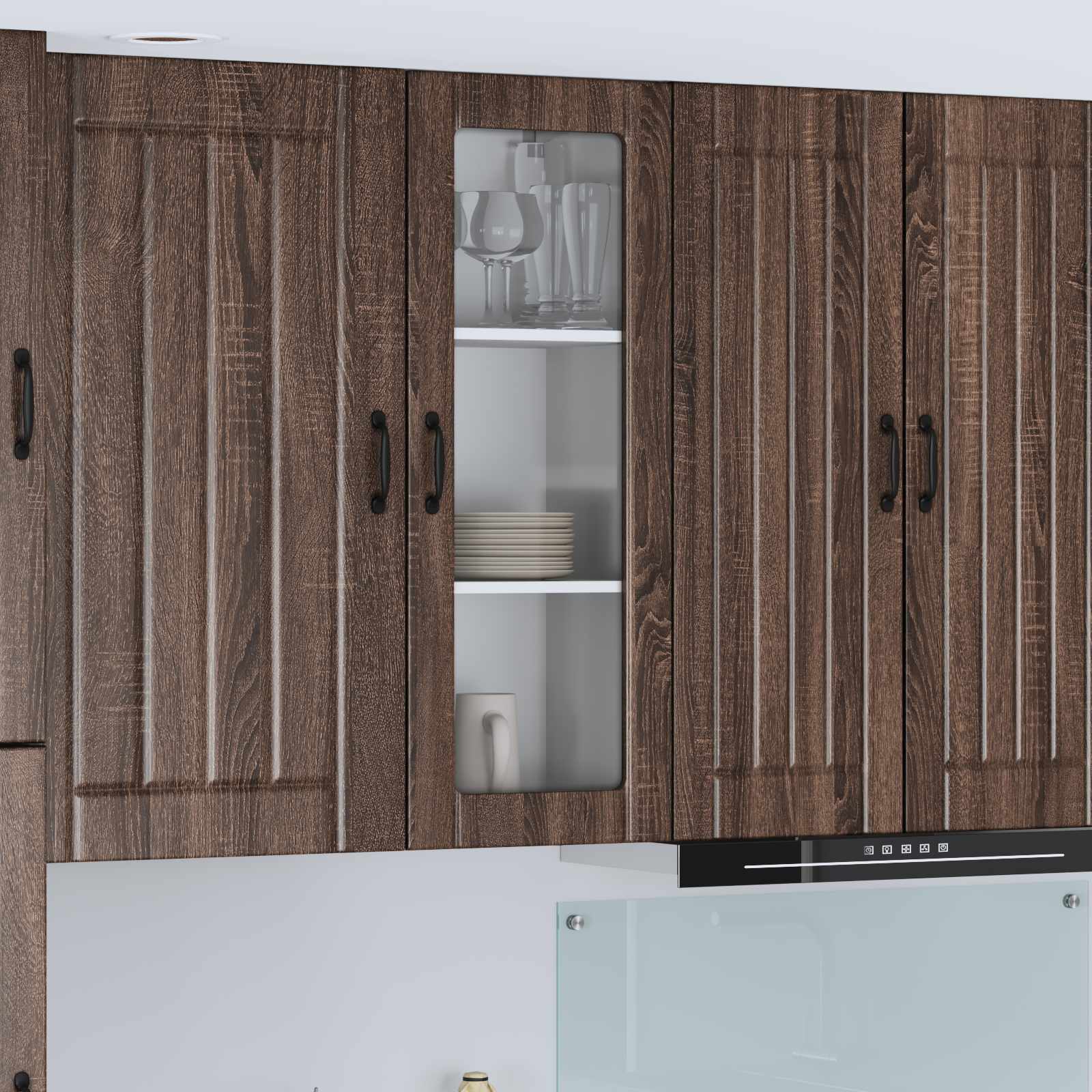 Mobile in vetro da parete LUCCA Rovere Marrone 40 x 31 x 100 cm | homemem39