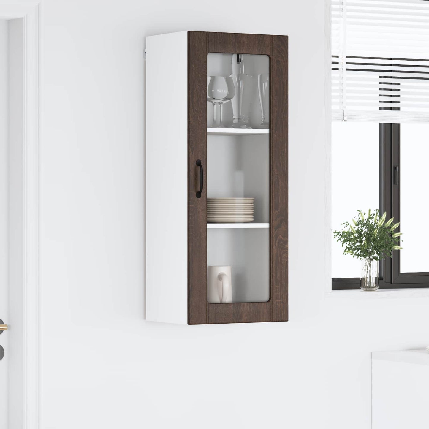 Mobile in vetro da parete LUCCA Rovere Marrone 40 x 31 x 100 cm | homemem39