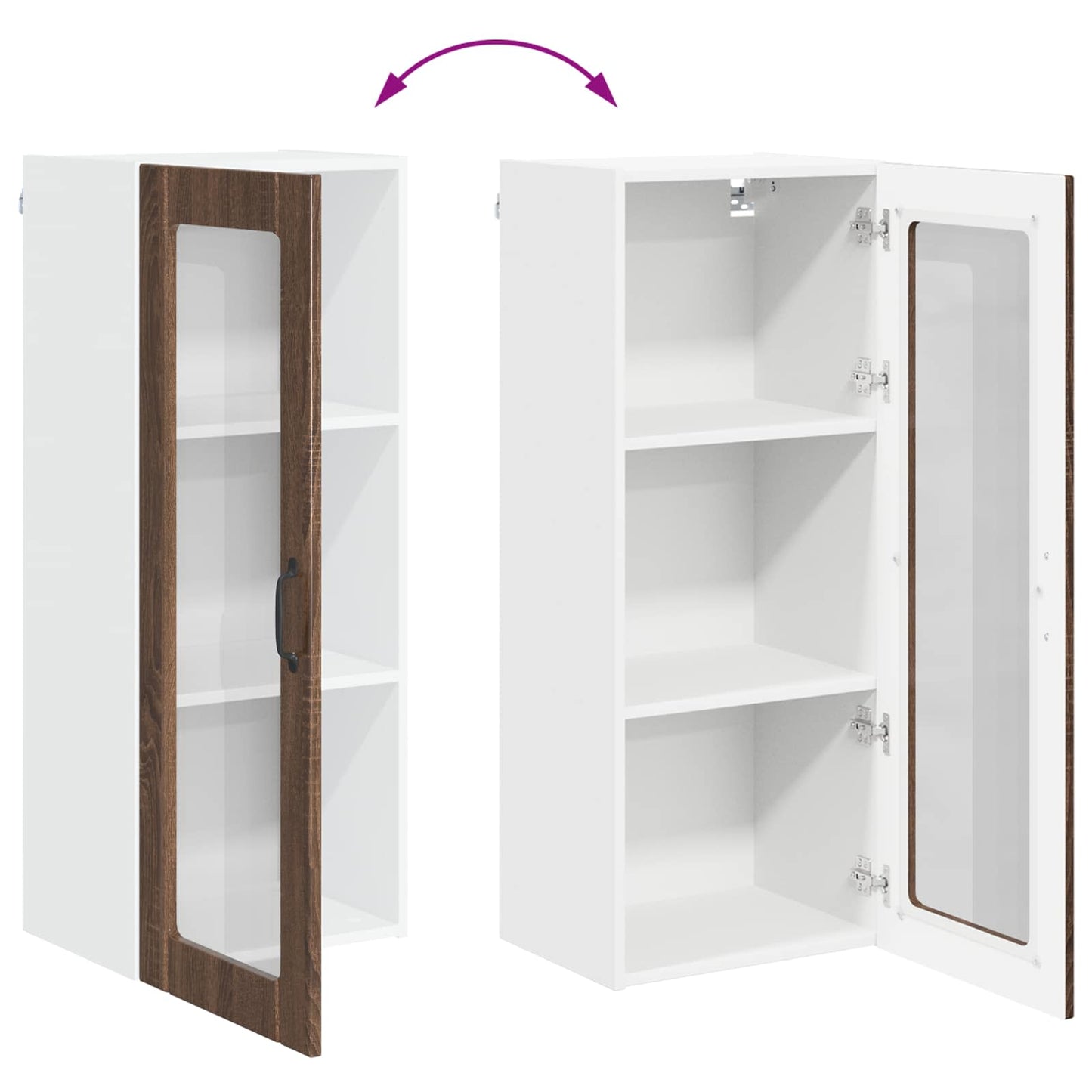 Mobile in vetro da parete LUCCA Rovere Marrone 40 x 31 x 100 cm