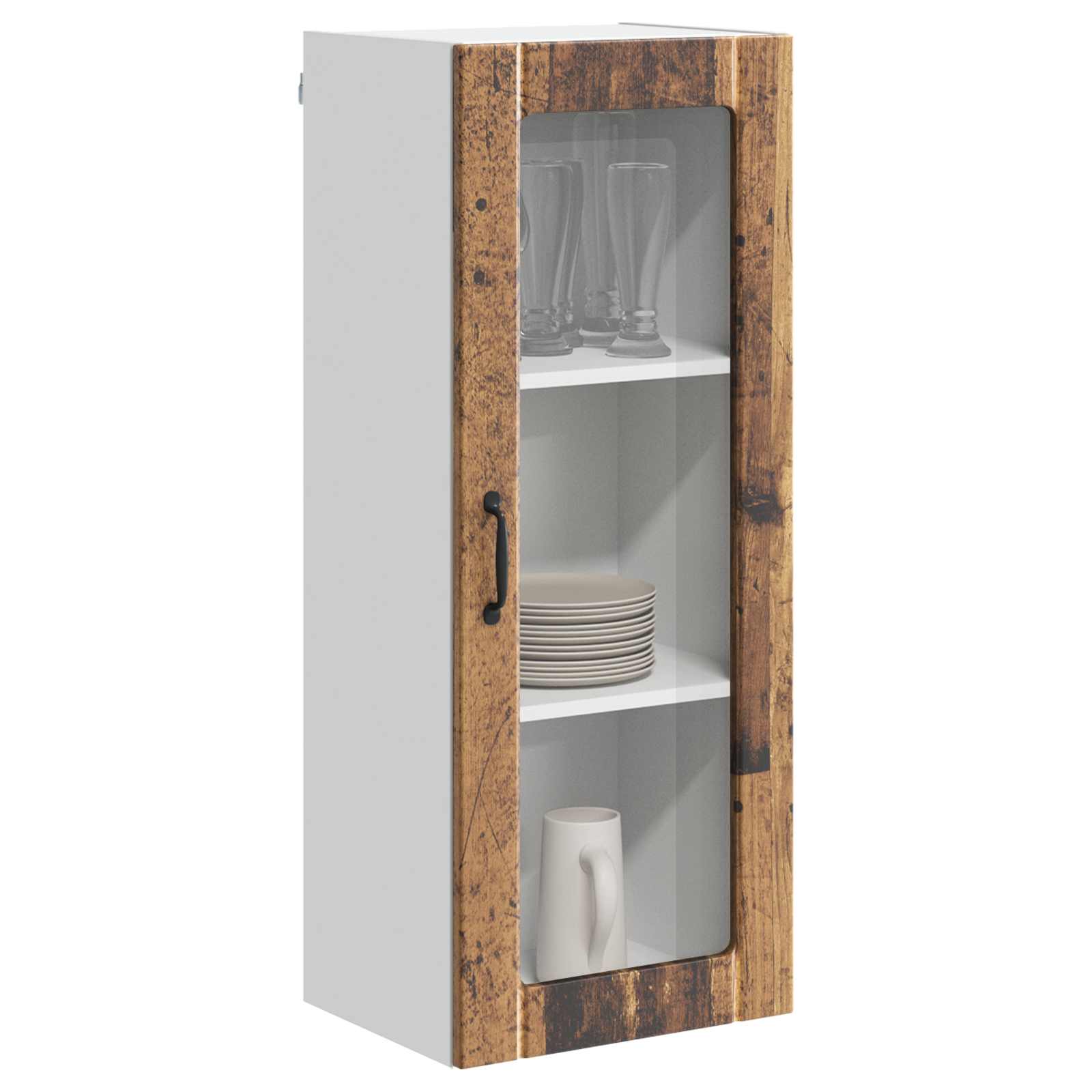 Mobile in vetro da parete LUCCA Legno antico 40 x 31 x 100 cm | homemem39