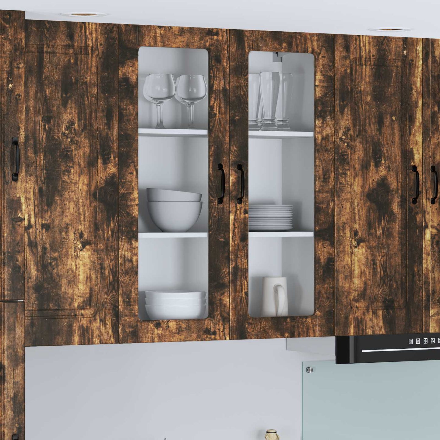 Mobile in vetro da parete LUCCA Rovere Fumo 80 x 31 x 100 cm