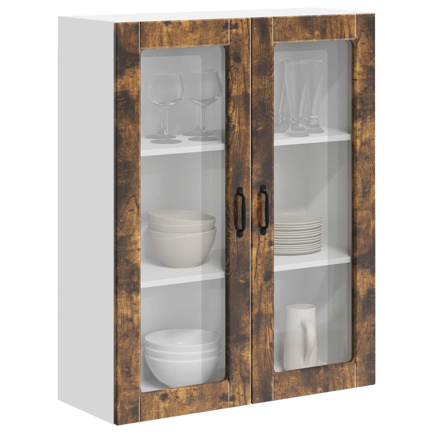 Mobile in vetro da parete LUCCA Rovere Fumo 80 x 31 x 100 cm