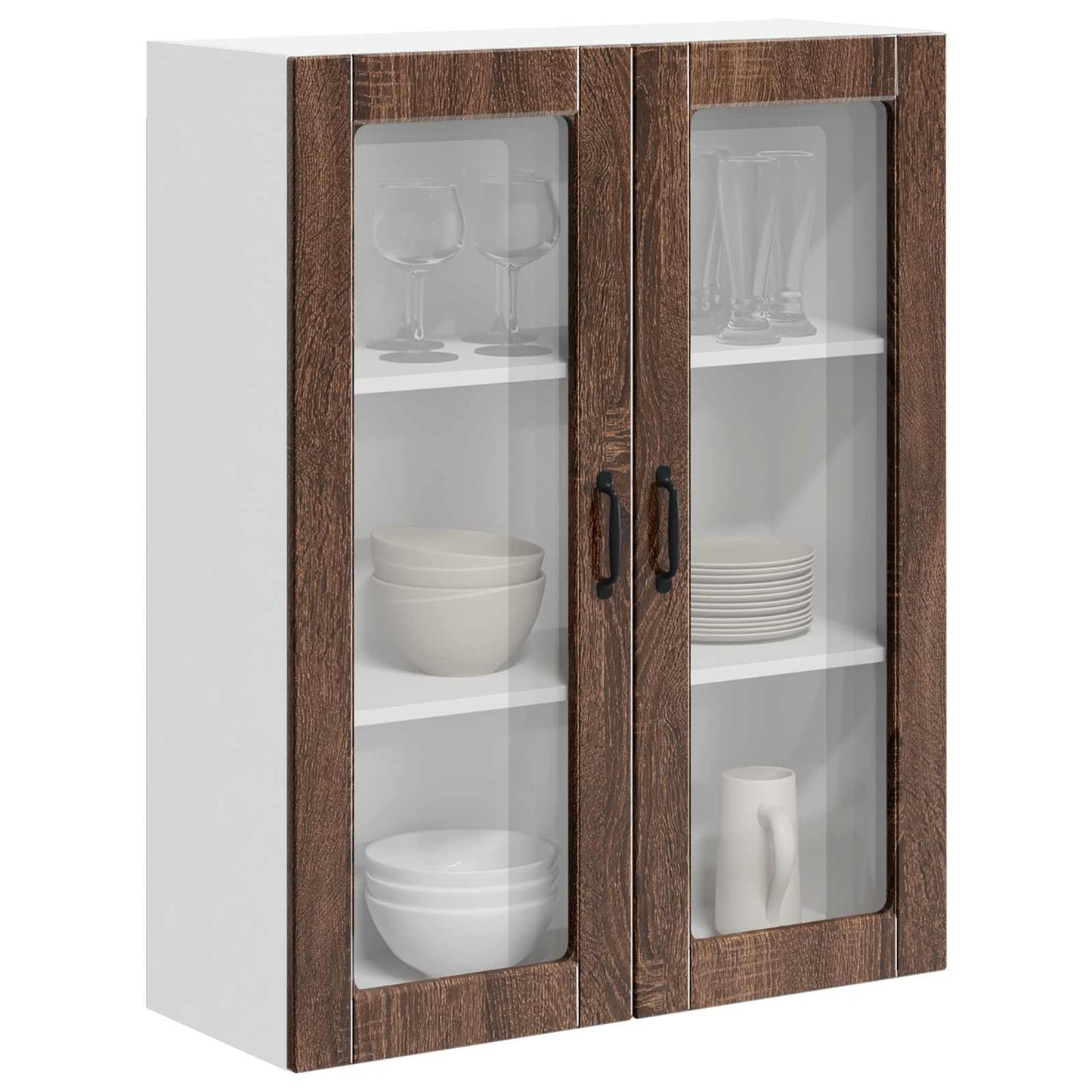 Mobile in vetro da parete LUCCA Rovere Marrone 80 x 31 x 100 cm