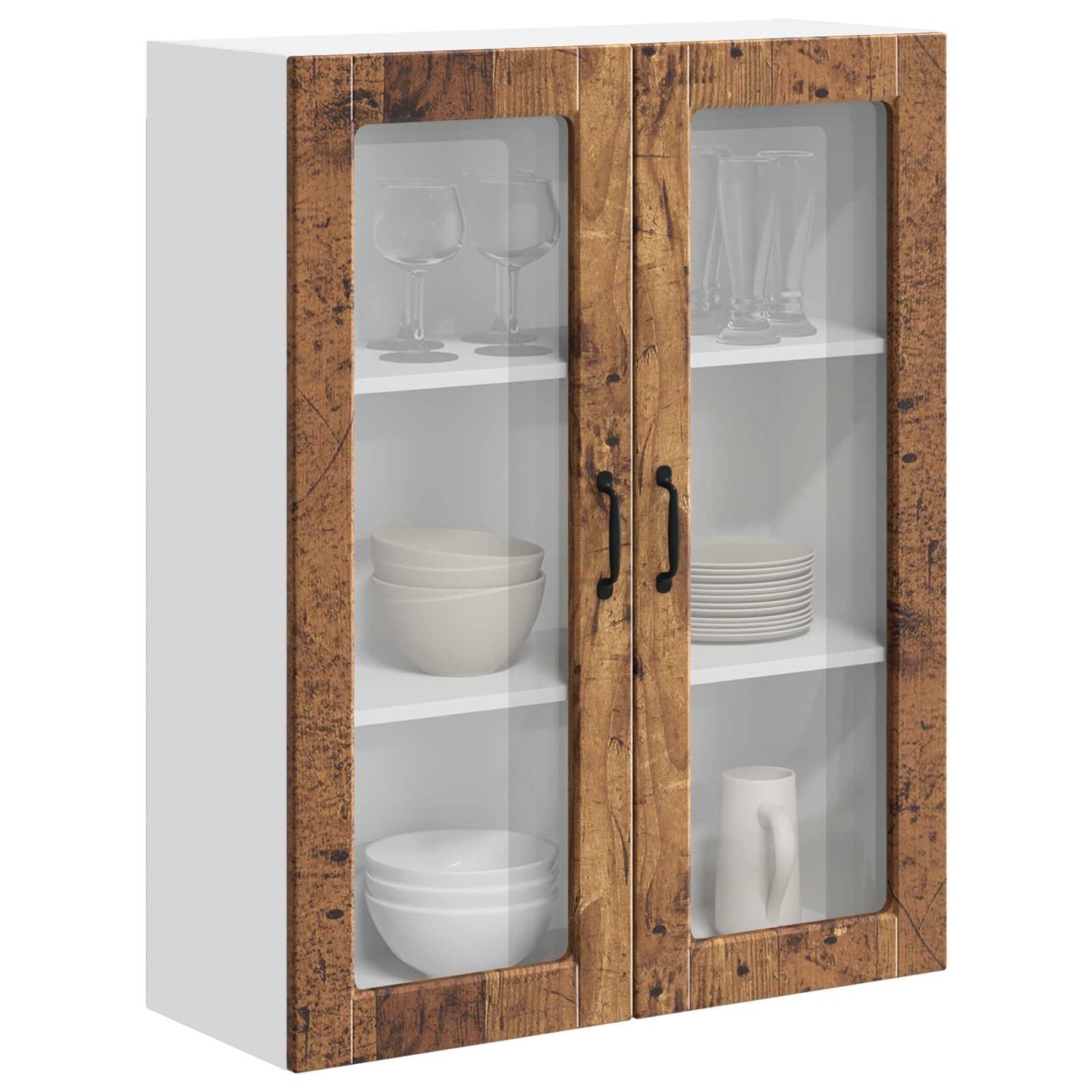 Mobile in vetro da parete LUCCA Legno antico 80 x 31 x 100 cm