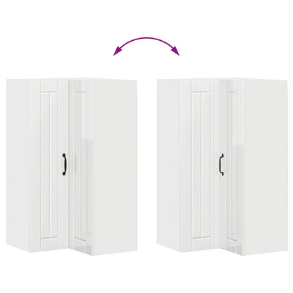 Mobile angolare per parete LUCCA Bianco Lucido 57 x 57 x 100 cm