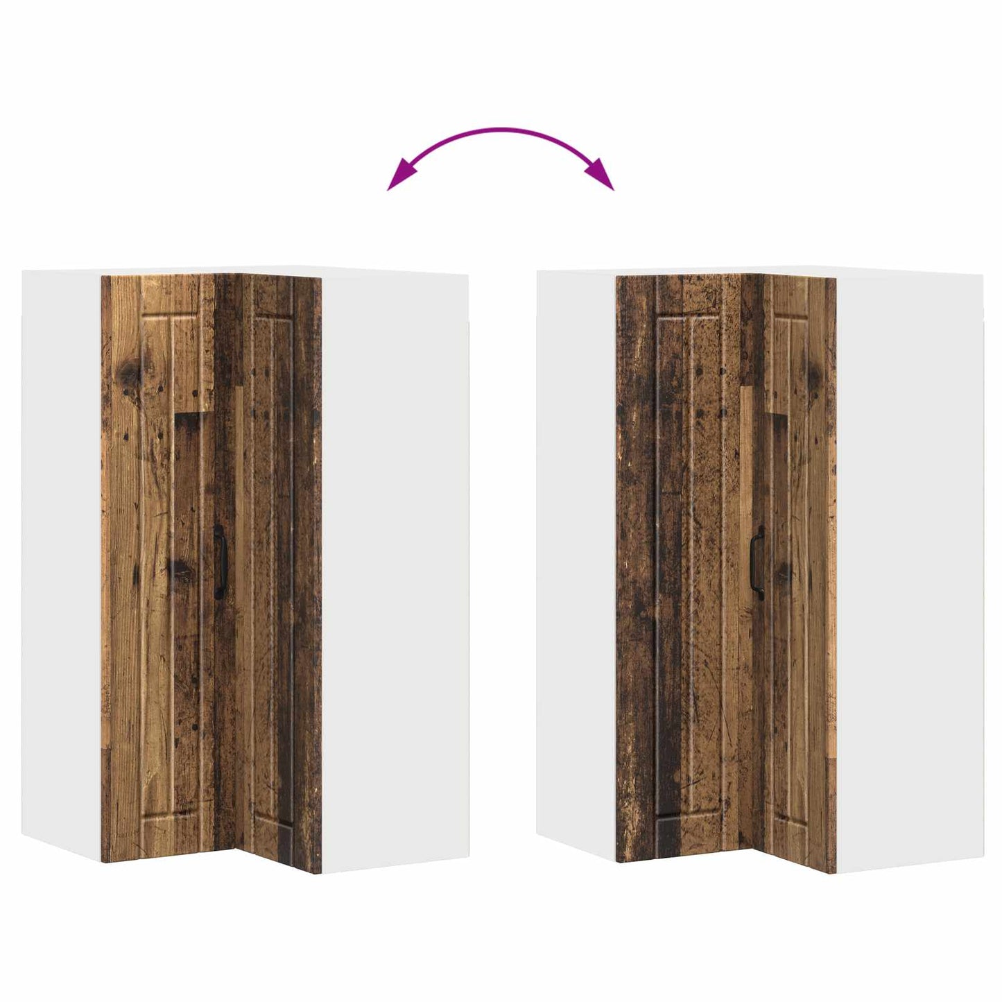 Mobile angolare per parete LUCCA Legno antico 57 x 57 x 100 cm