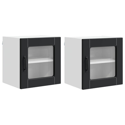 Mobile in vetro da parete PORTO 2 pcs Nero 40 x 31 x 40 cm