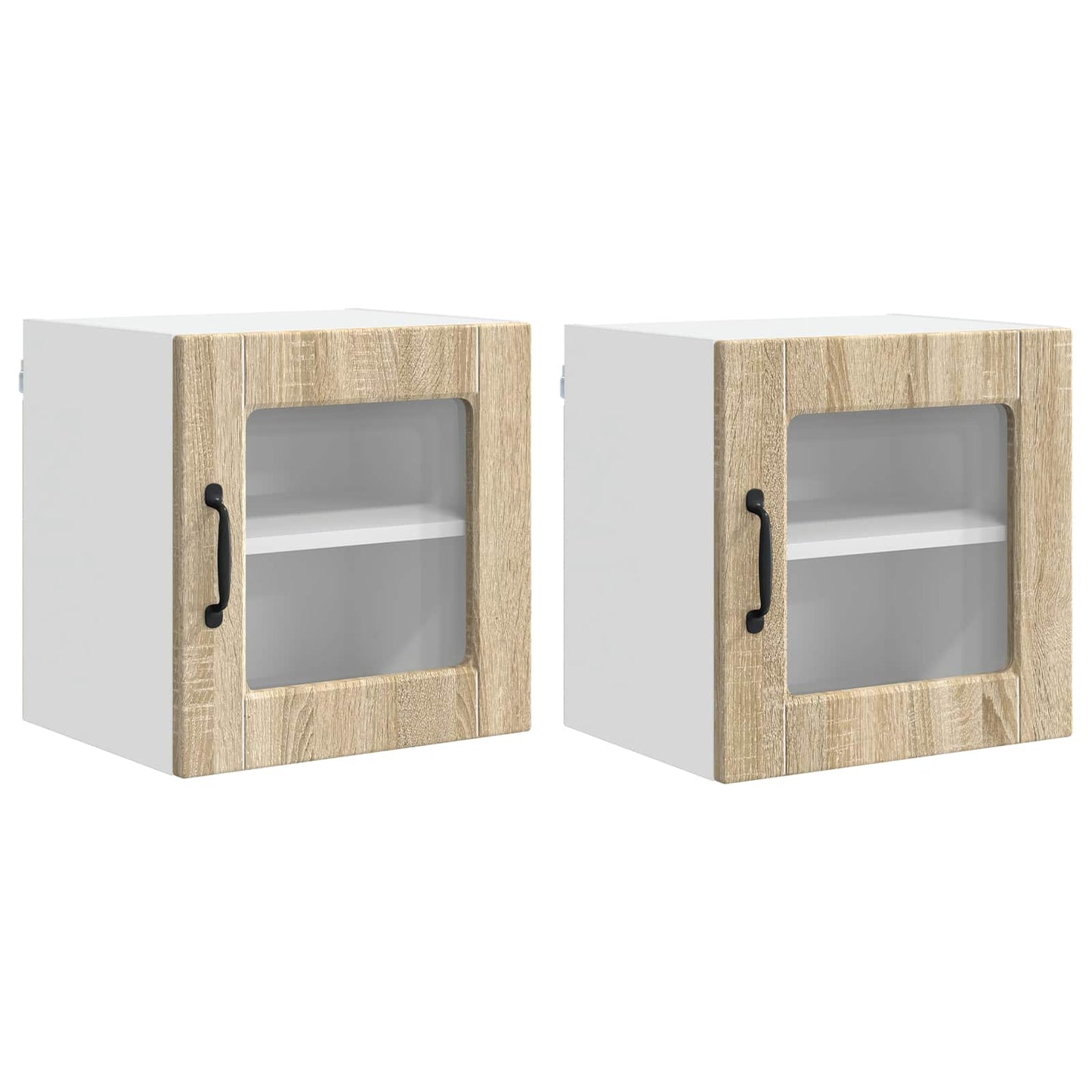 Mobile in vetro da parete PORTO 2 pcs Rovere Sonoma