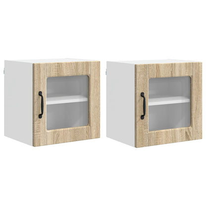 Mobile in vetro da parete PORTO 2 pcs Rovere Sonoma