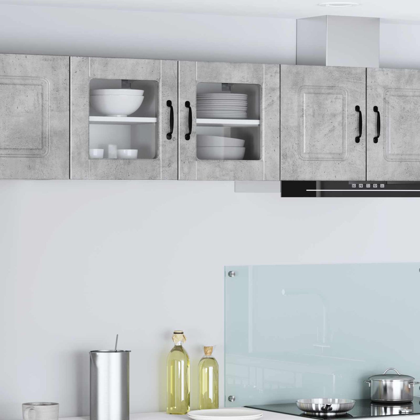 Mobile in vetro da parete PORTO 2 pcs Grigio cemento