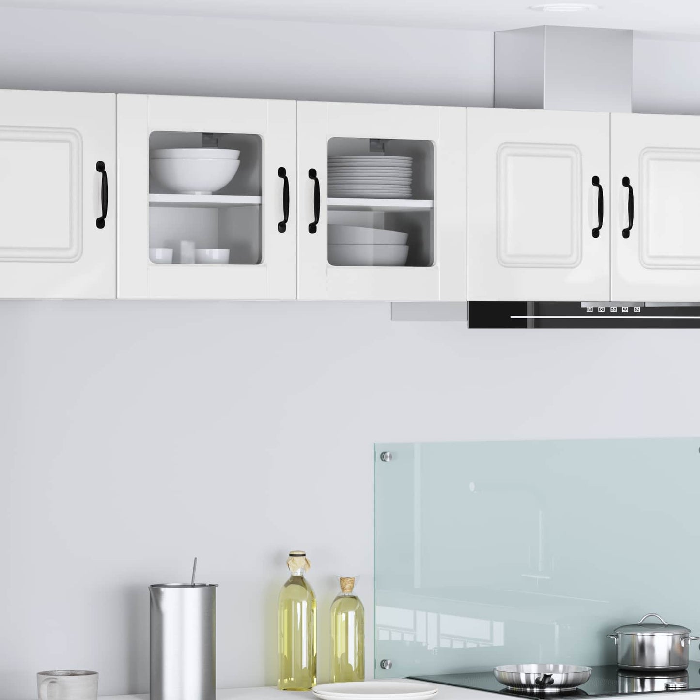 Mobile in vetro da parete PORTO 2 pcs Bianco Lucido