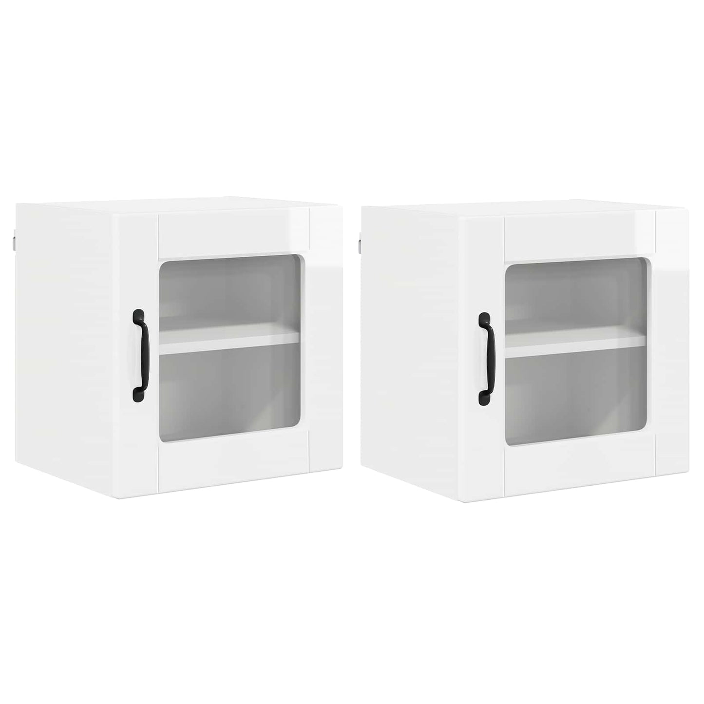 Mobile in vetro da parete PORTO 2 pcs Bianco Lucido