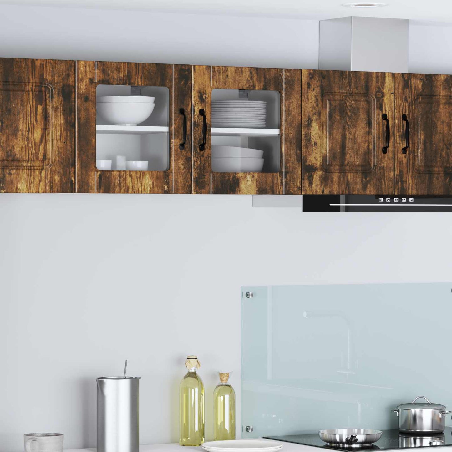 Mobile in vetro da parete PORTO 2 pcs Rovere fumé