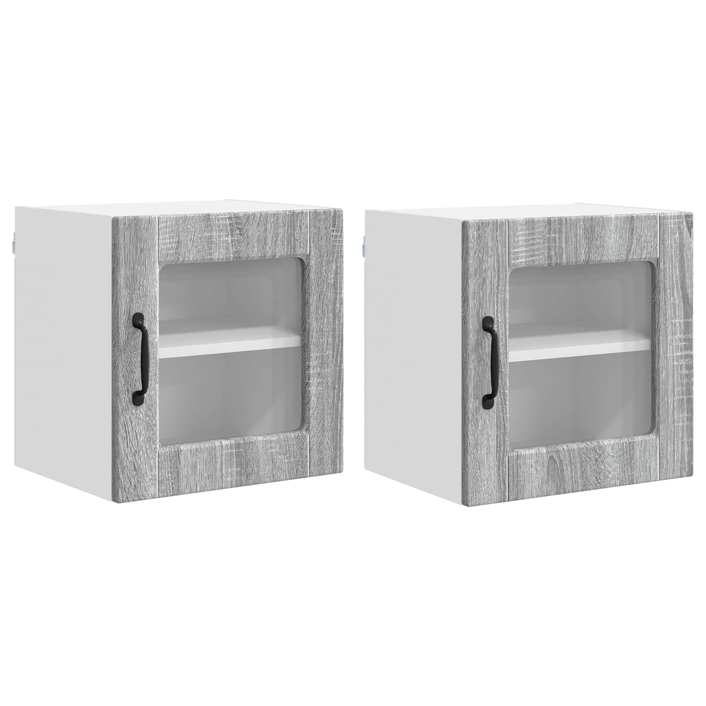 Mobile in vetro da parete PORTO 2 pcs Grigio Sonoma