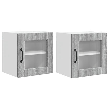 Mobile in vetro da parete PORTO 2 pcs Grigio Sonoma