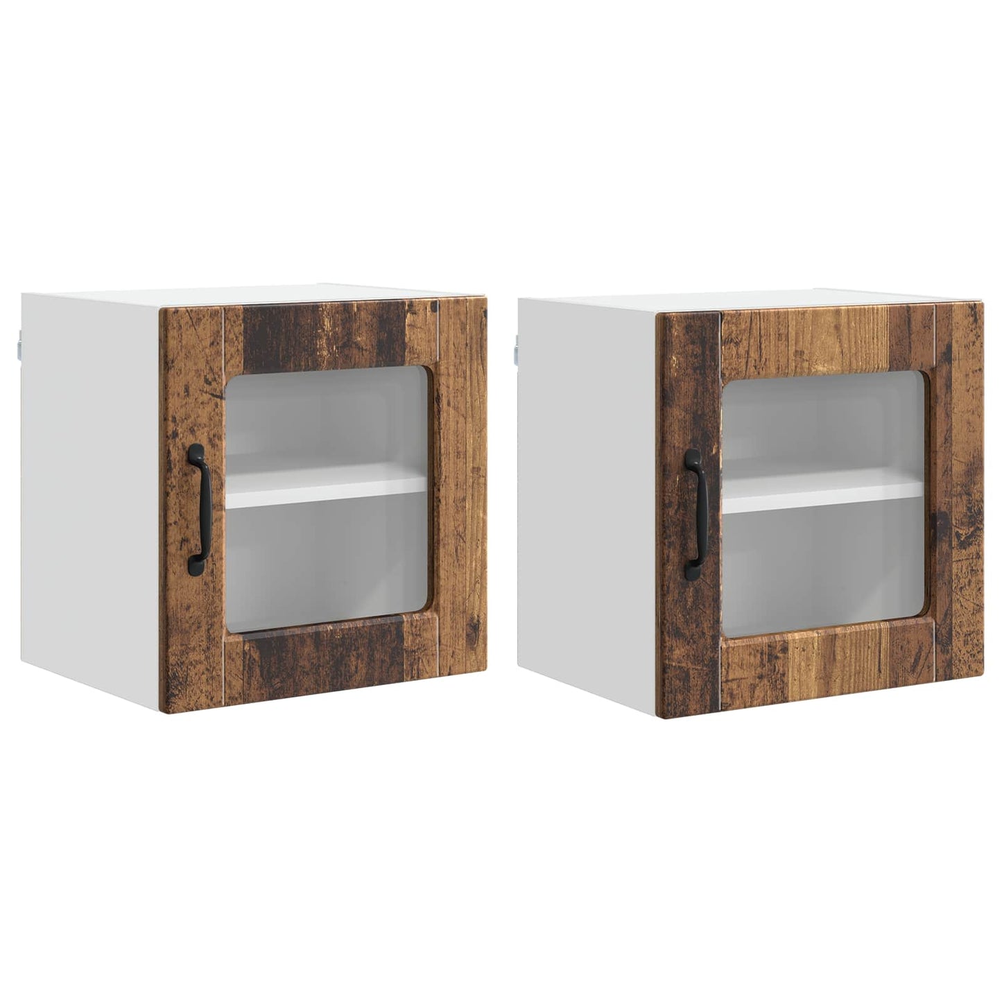 Mobile in vetro da parete PORTO 2 pcs Legno vecchio