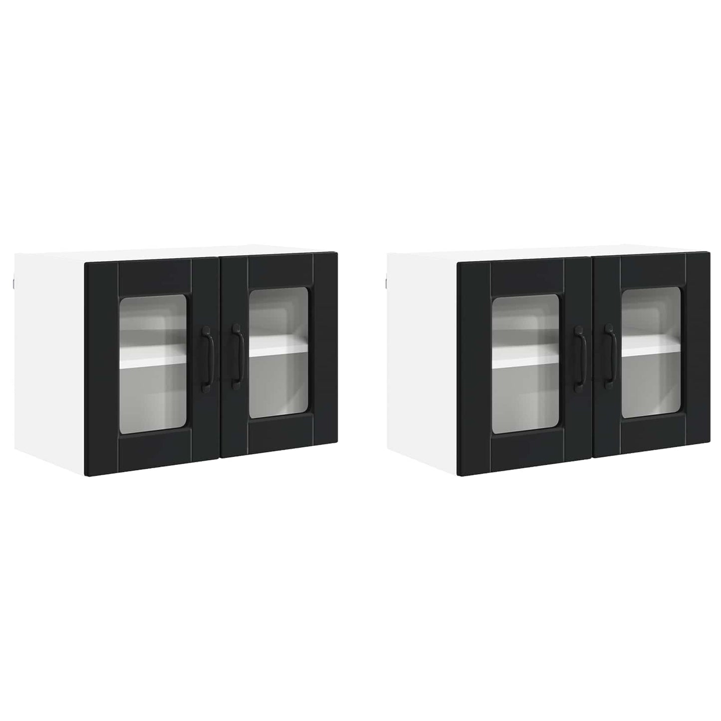 Mobile in vetro da parete PORTO 2 pcs Nero 60 x 31 x 40 cm