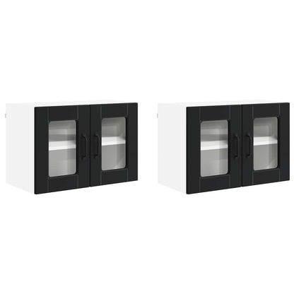 Mobile in vetro da parete PORTO 2 pcs Nero 60 x 31 x 40 cm