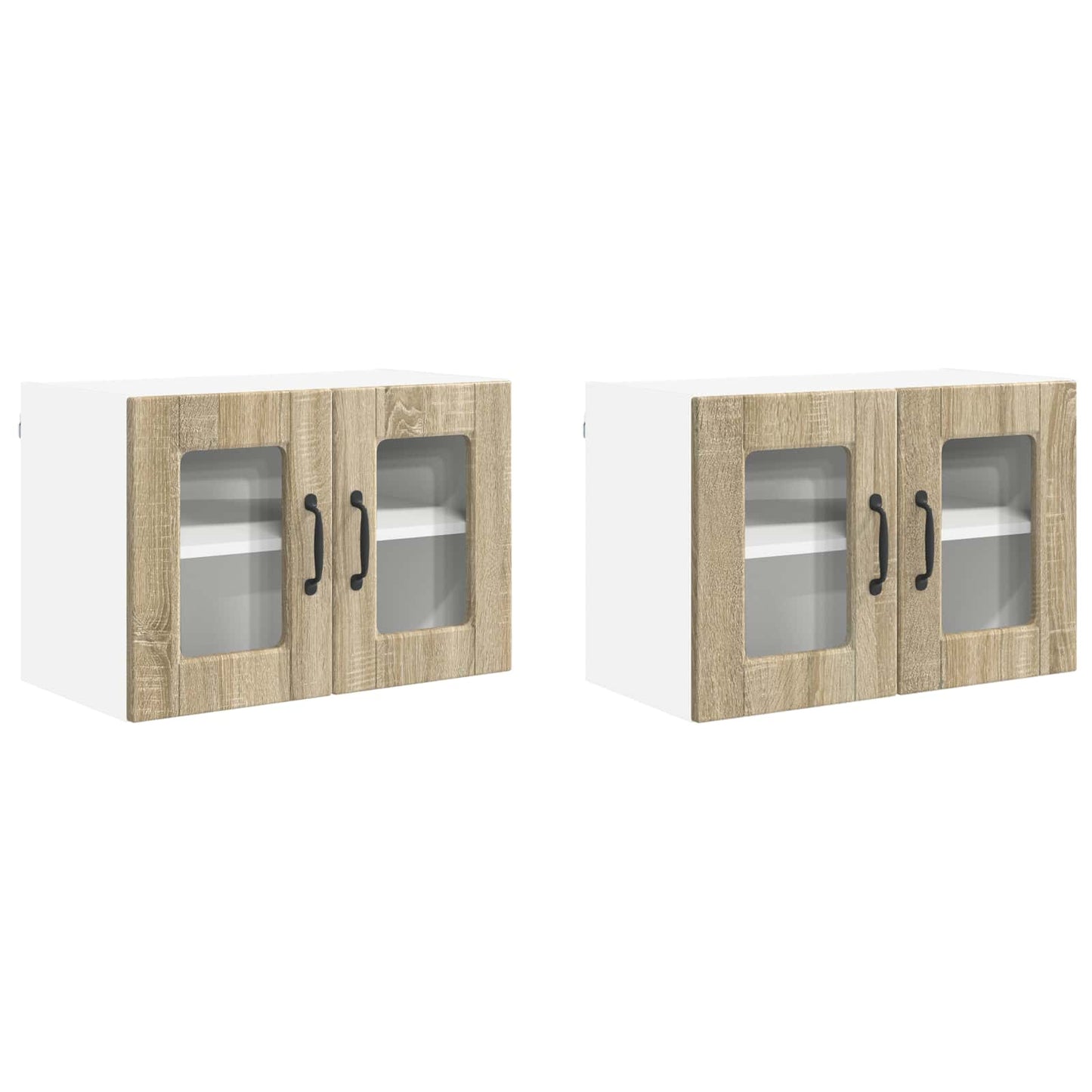 Mobile in vetro da parete PORTO 2 pcs Rovere Sonoma