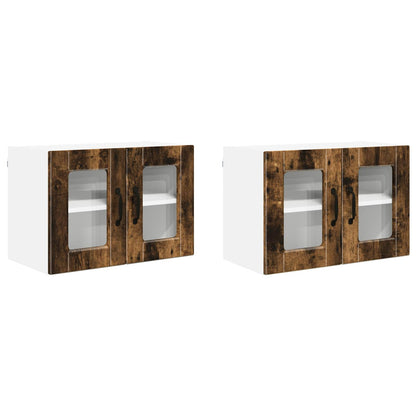 Mobile in vetro da parete PORTO 2 pcs Rovere fumé