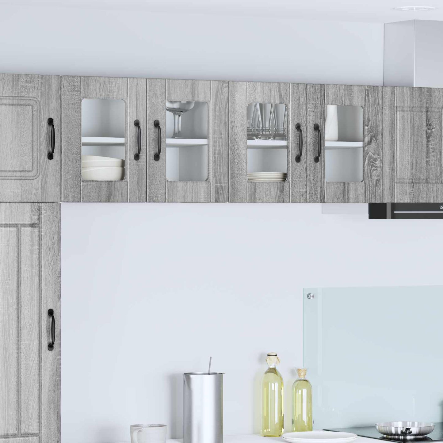 Mobile in vetro da parete PORTO 2 pcs Grigio Sonoma