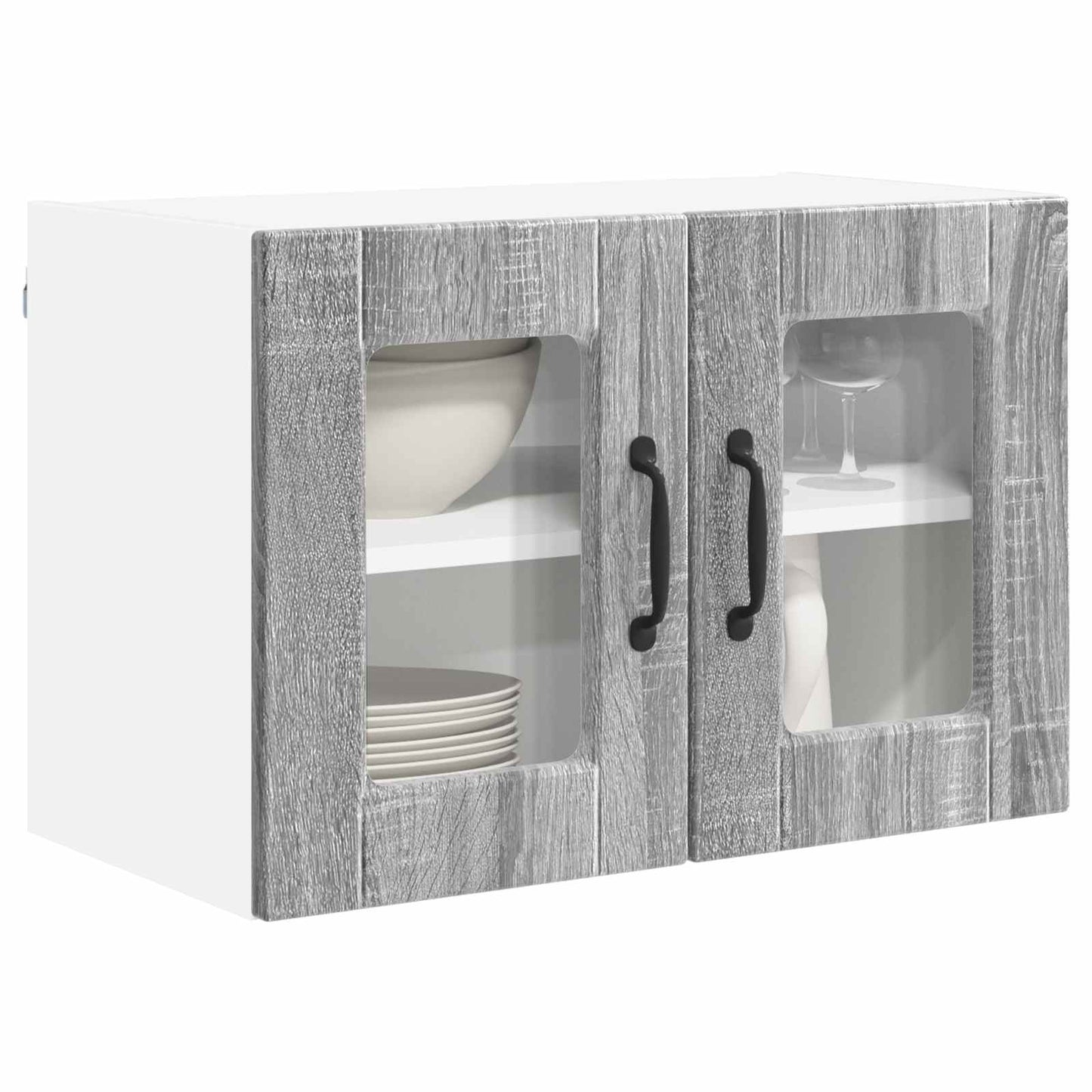 Mobile in vetro da parete PORTO 2 pcs Grigio Sonoma
