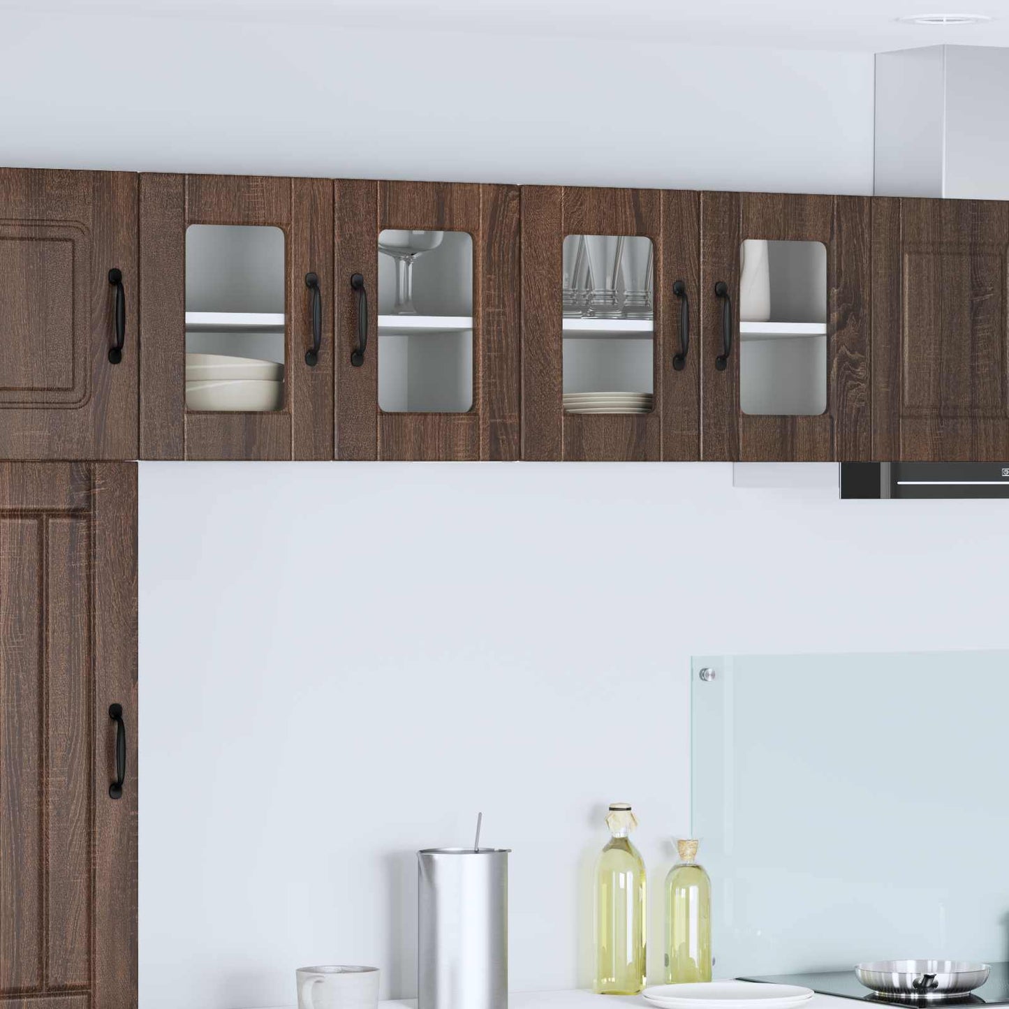 Mobile in vetro da parete PORTO 2 pcs Rovere Marrone