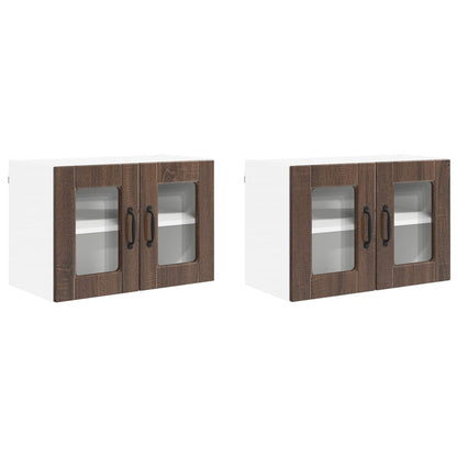 Mobile in vetro da parete PORTO 2 pcs Rovere Marrone