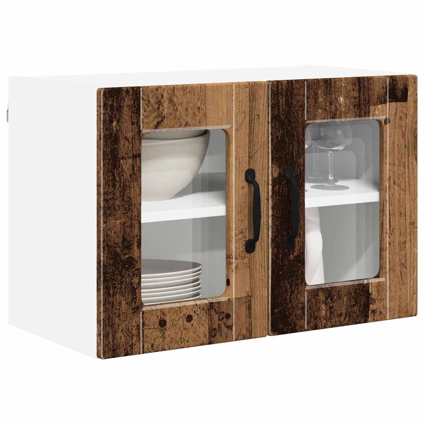Mobile in vetro da parete PORTO 2 pcs Legno vecchio