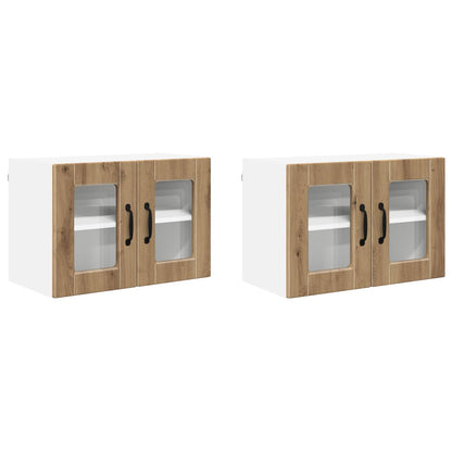Mobile in vetro da parete PORTO 2 pz Rovere artigianale
