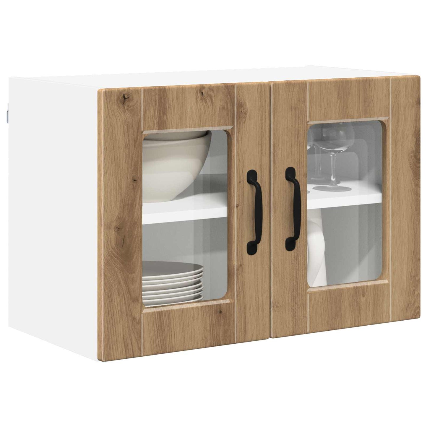 Mobile in vetro da parete PORTO 2 pz Rovere artigianale