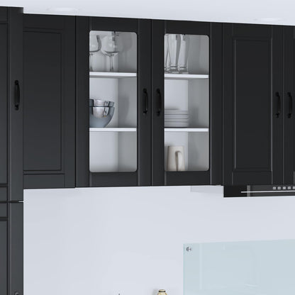 Mobiletto in vetro da parete PORTO 2 pcs Nero 40 x 31 x 80 cm