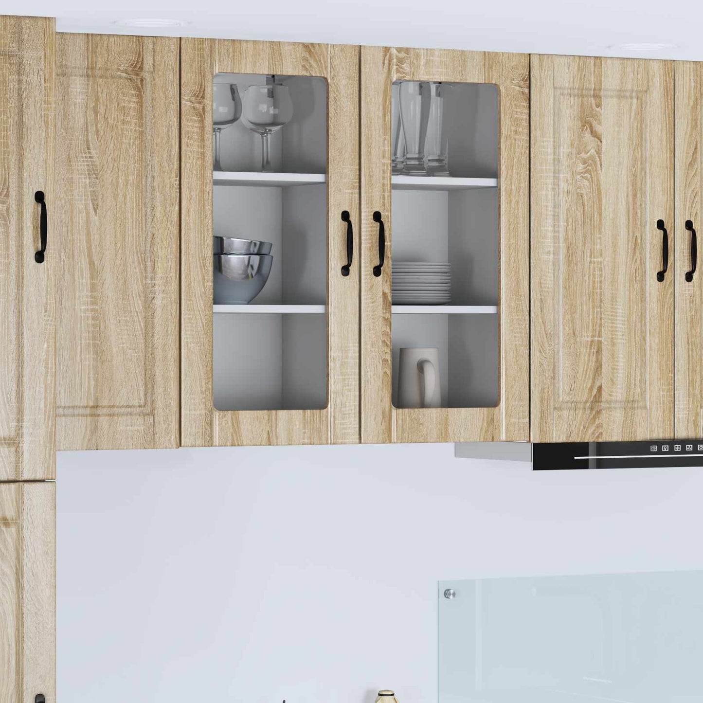 Mobile in vetro da parete PORTO 2 pcs Rovere Sonoma