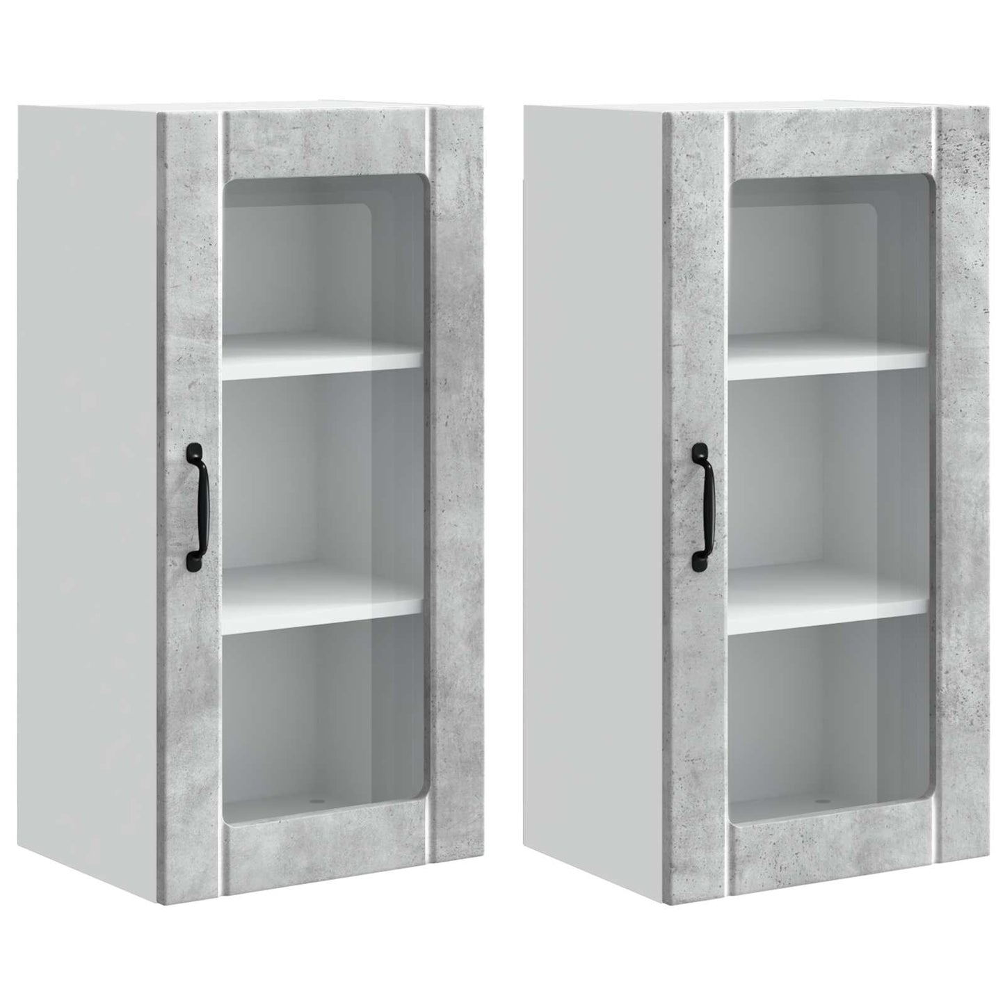 Mobile in vetro da parete PORTO 2 pcs Grigio cemento