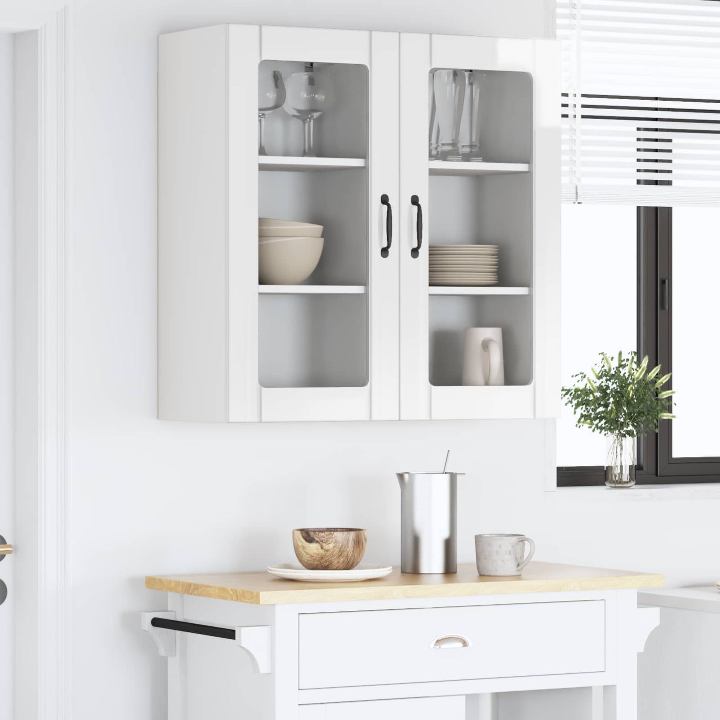 Mobile in vetro da parete PORTO 2 pcs Bianco Lucido