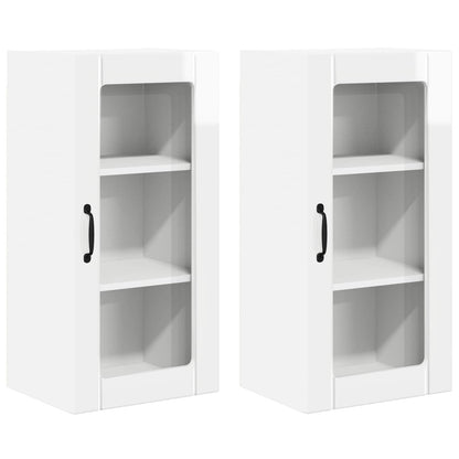 Mobile in vetro da parete PORTO 2 pcs Bianco Lucido