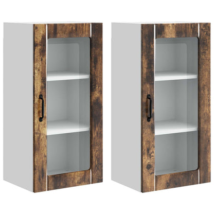 Mobile in vetro da parete PORTO 2 pcs Rovere fumé | homemem39