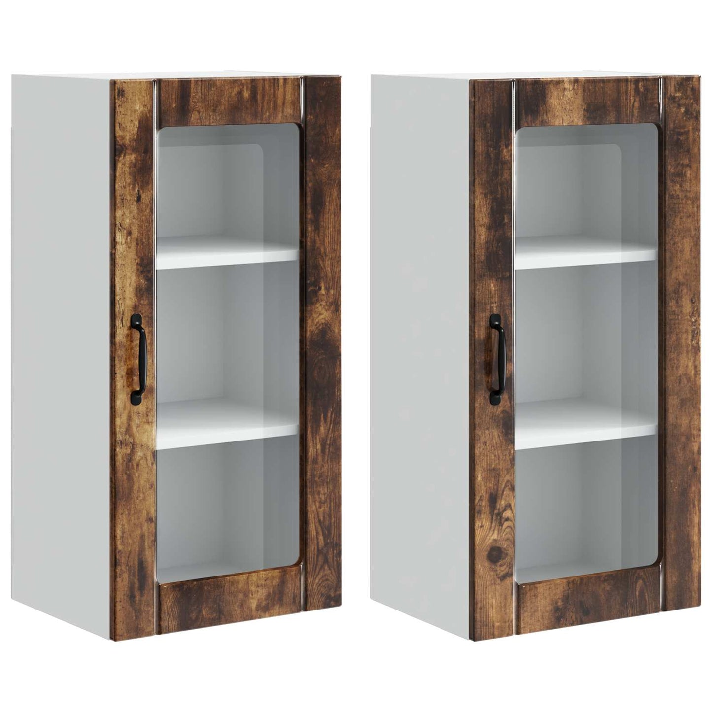 Mobile in vetro da parete PORTO 2 pcs Rovere fumé