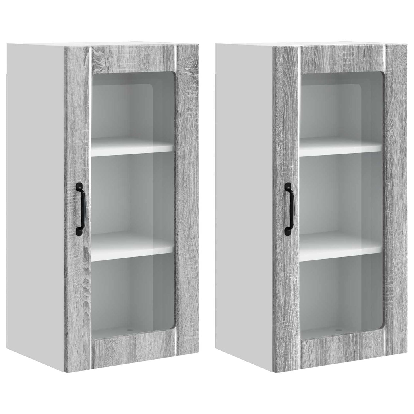 Mobile in vetro da parete PORTO 2 pcs Grigio Sonoma | homemem39