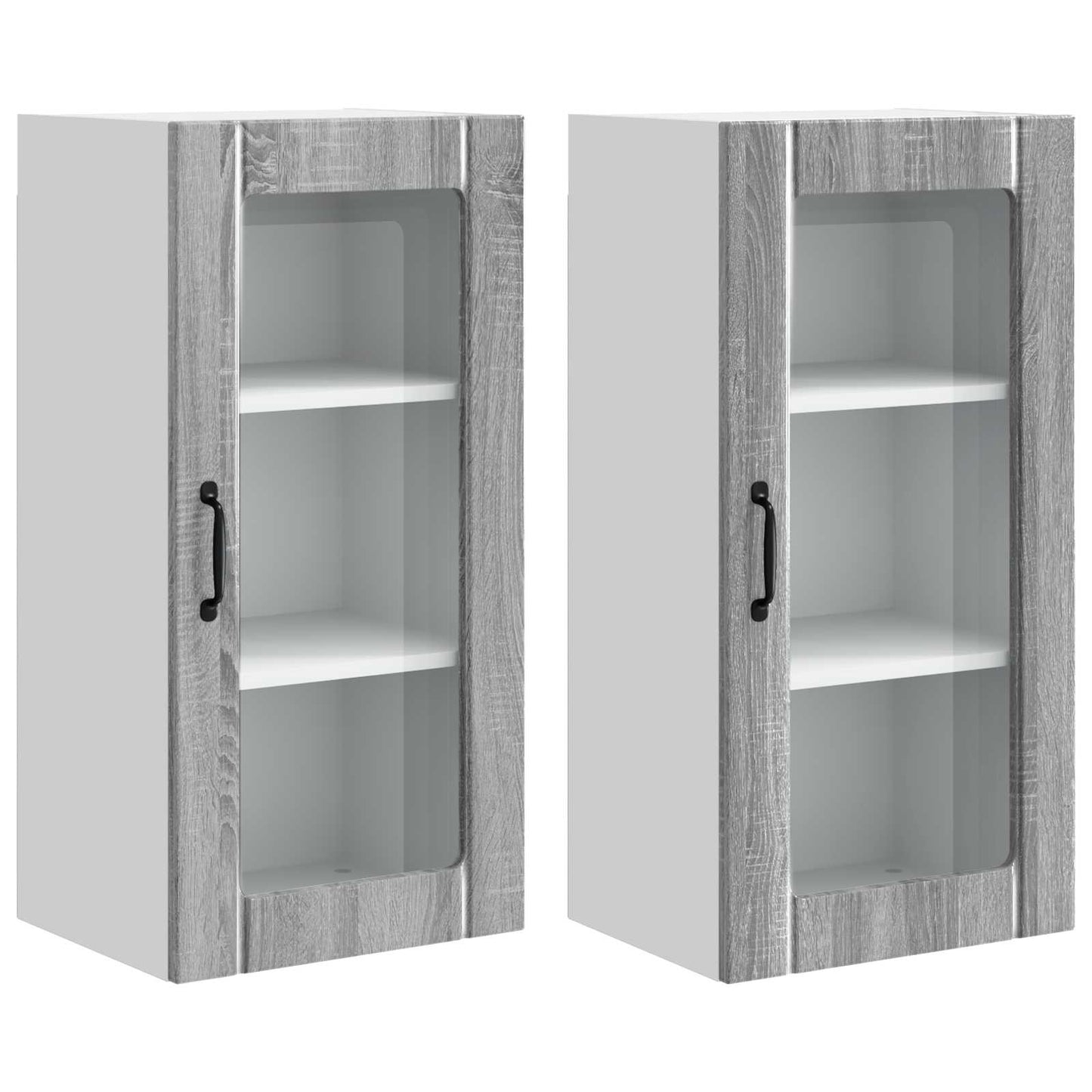 Mobile in vetro da parete PORTO 2 pcs Grigio Sonoma