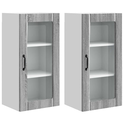 Mobile in vetro da parete PORTO 2 pcs Grigio Sonoma