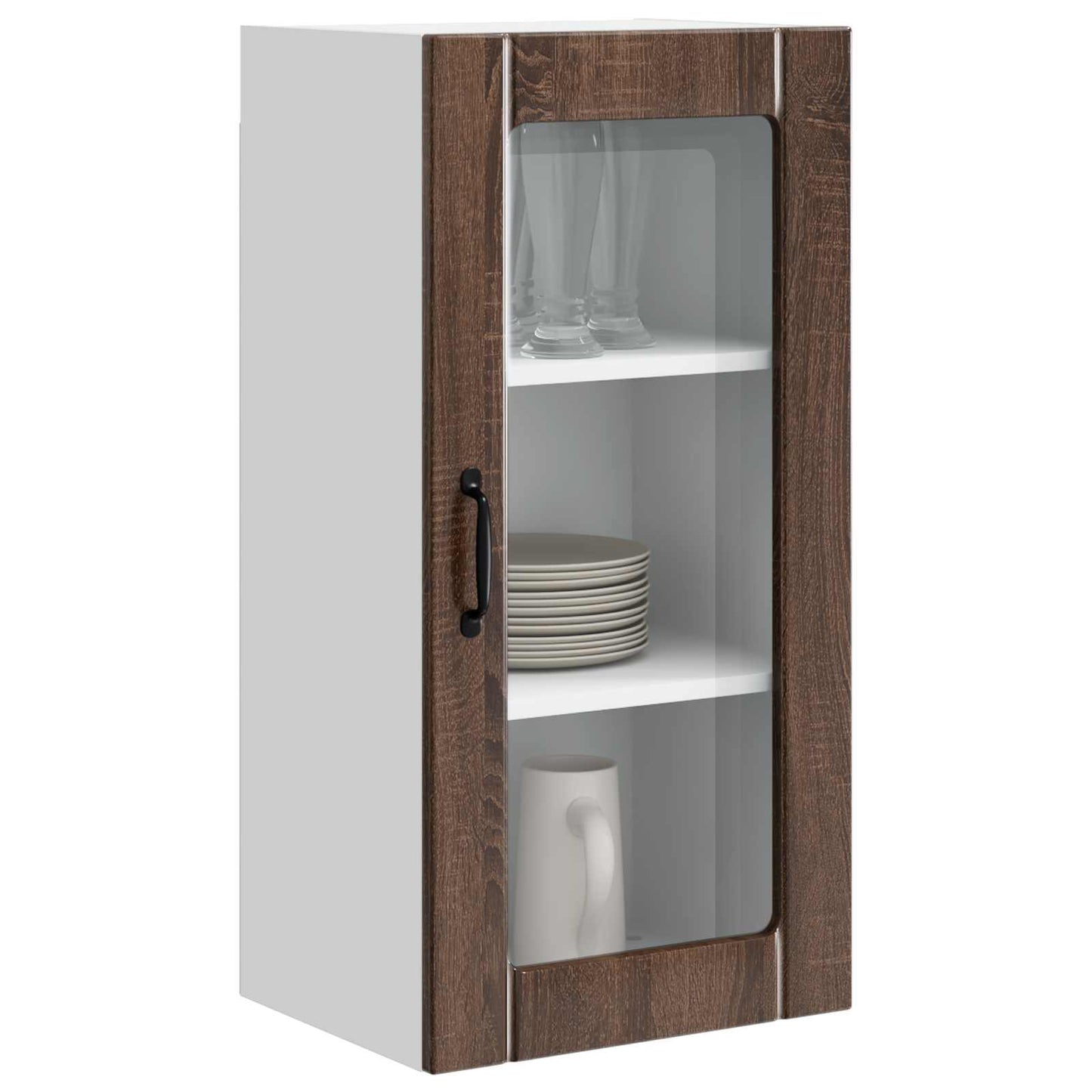Mobile in vetro da parete PORTO Rovere Marrone 40 x 31 x 80 cm | homemem39