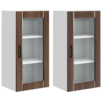 Mobile in vetro da parete PORTO 2 pcs Rovere Marrone