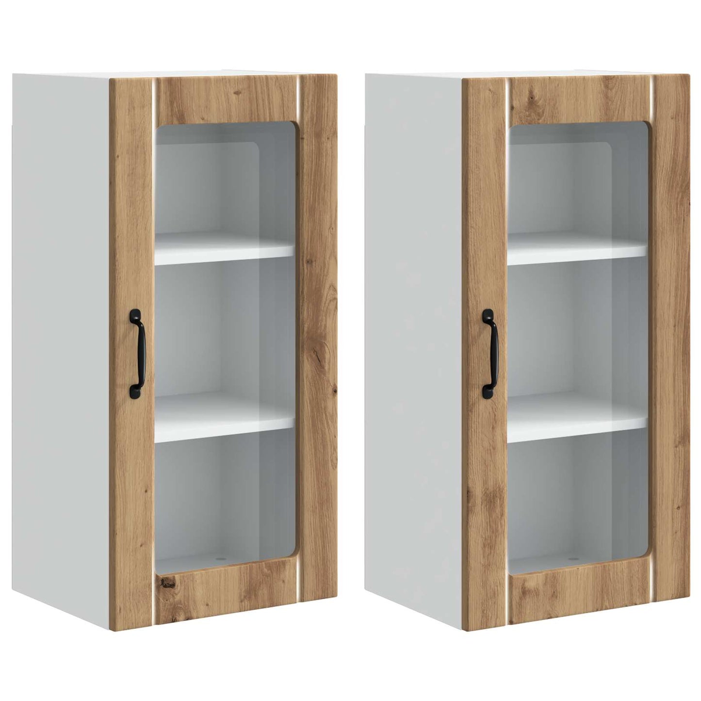 Mobile in vetro da parete PORTO 2 pcs Rovere artigianale | homemem39